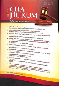 Jurnal cita hukum: volume 7 number 2 (2019)