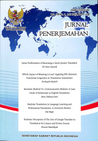 Jurnal penerjemahan, vol.10, no.1, juli 2023